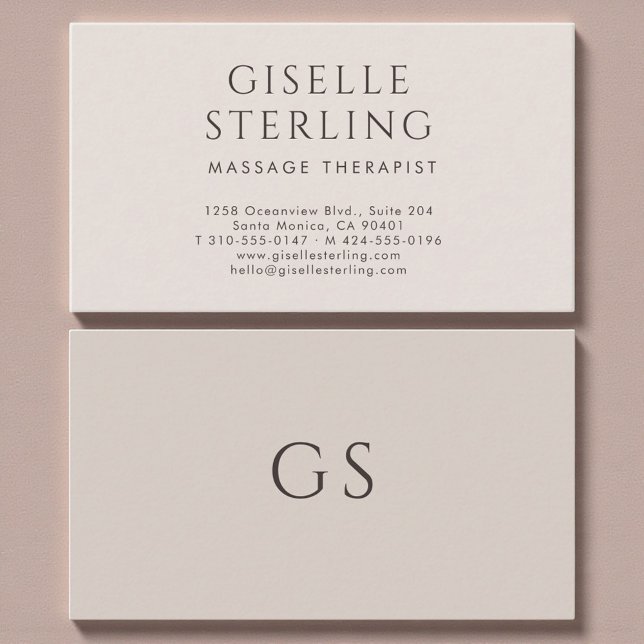 Massage Therapist Minimalist Luxury Neutral Modern Business Card (Creator Uploaded)