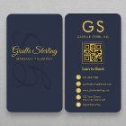 Massage Therapist Monogram Navy Blue Gold QR Code