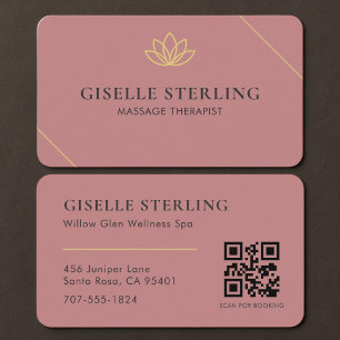 Massage Therapist Pink QR Code Business Card