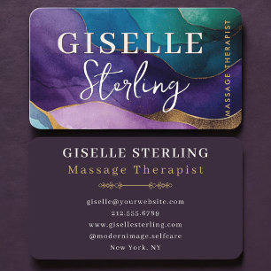 Massage Therapist Purple Business Card