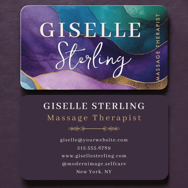 Massage Therapist Purple Business Card (Creator Uploaded)
