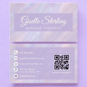 Massage Therapist QR Code Iridescent Opal Business Card