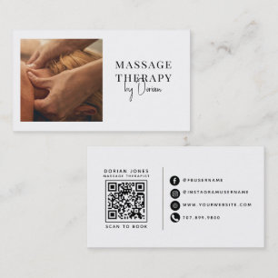 Massage Therapist QR Code Photo Business Card