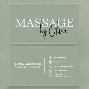 Massage Therapist Sage Green  Business Card