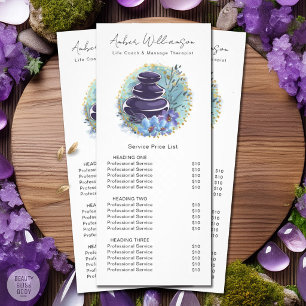 Massage Therapist Salon Spa Stylist Zen Price List Rack Card