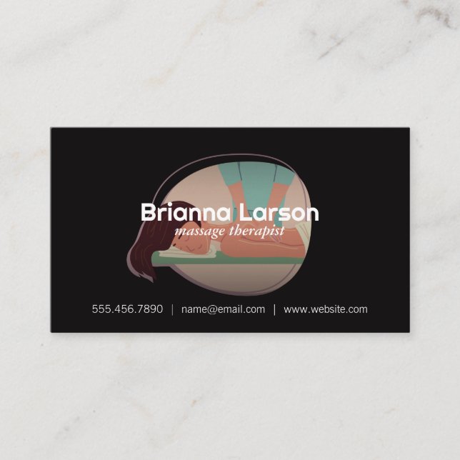 Massage Therapist Session Illustration Business Card (Front)