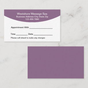 Massage Therapist Spa Appointment Cards