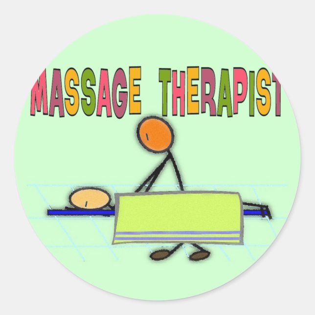 Massage Therapist Stick People Design  Gifts Classic Round Sticker (Front)