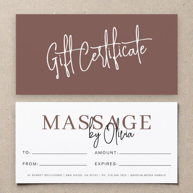 Massage Therapist Terracotta Gift Certificates (Creator Uploaded)