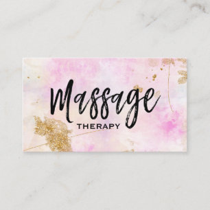 *~* Massage Therapist Trendy Grunge Gold Pink Business Card