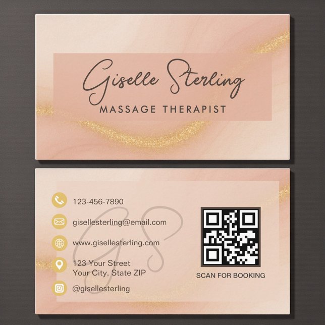 Massage Therapist Watercolor QR Code Business Card (Creator Uploaded)