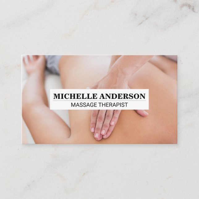 Massage Therapist Working with Patient Business Card (Front)