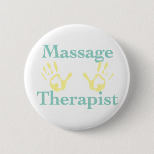 Massage Therapist: Yellow Hand Prints 6 Cm Round Badge