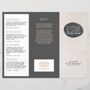  Massage Therapist  Zen Stone Tri-Fold Brochure