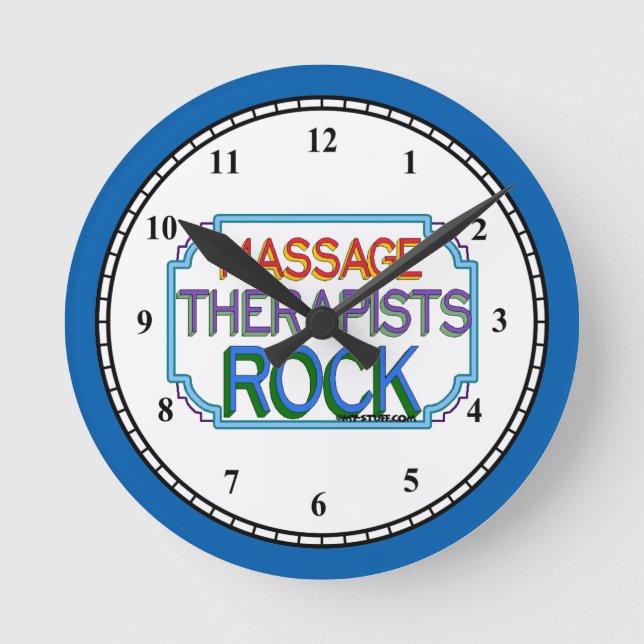 Massage Therapists Rock Round Clock (Front)