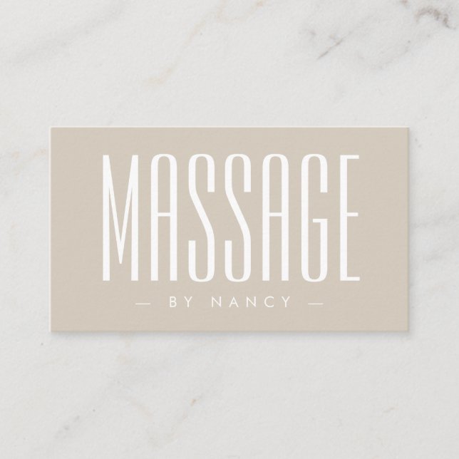 Massage Therapy Beige  Business Card (Front)