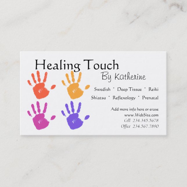 Massage Therapy business card (Front)