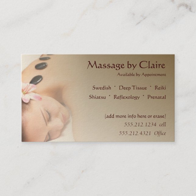 Massage Therapy Business Card (Front)
