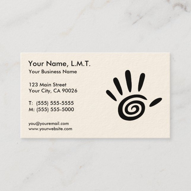 Massage Therapy Business Cards (Front)