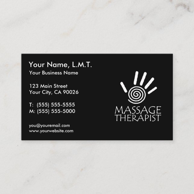 Massage Therapy Business Cards (Front)