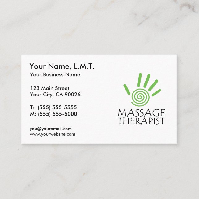 Massage Therapy Business Cards (Front)