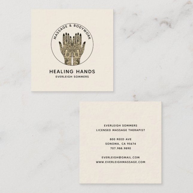 Massage Therapy Classic Cream Business Card (Front/Back)