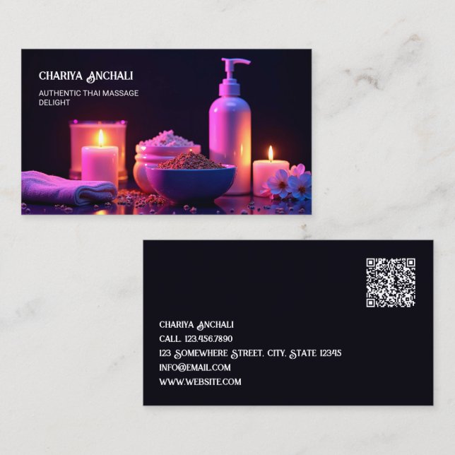 Massage Therapy Custom QR Business Card (Front/Back)