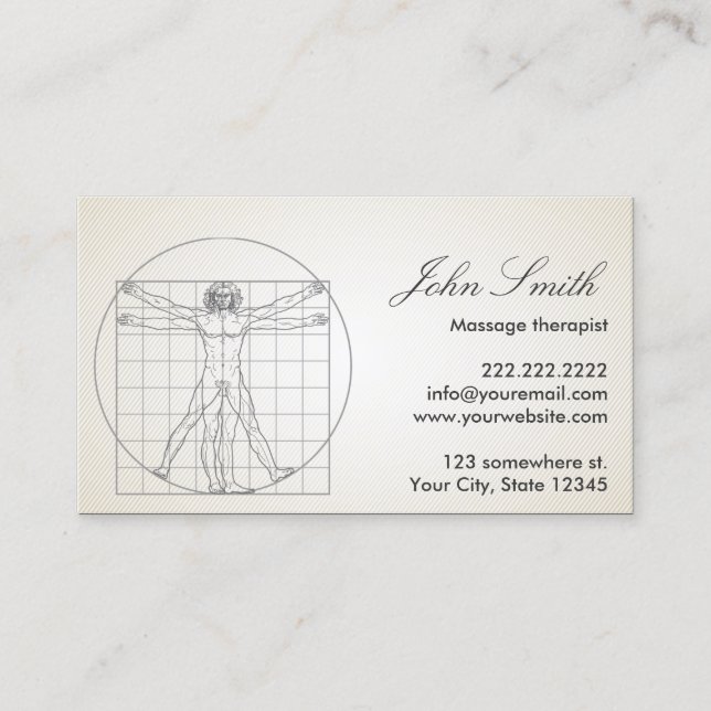 Massage Therapy Davinci Human Body Business Card (Front)