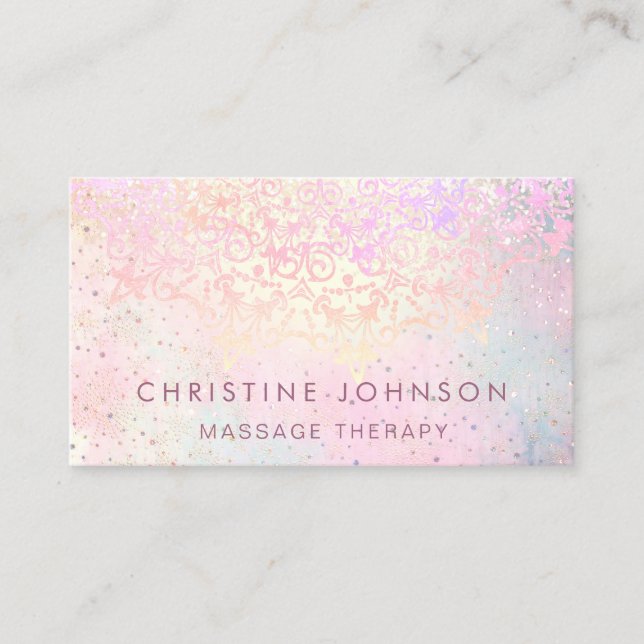 massage therapy delicate decor business card (Front)