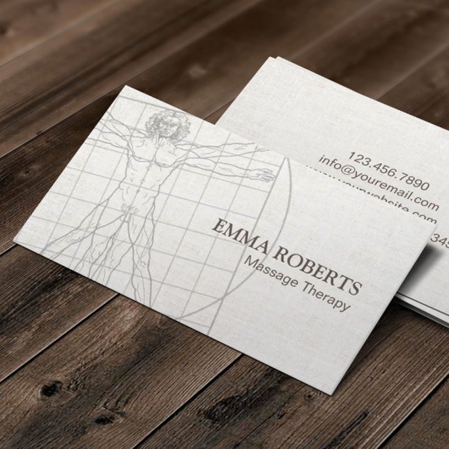 Massage Therapy Elegant Linen Professional Business Card (Creator Uploaded)