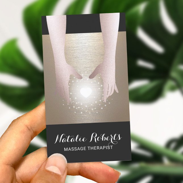 Massage Therapy Gold Reiki Energy Healing SPA Business Card (Creator Uploaded)