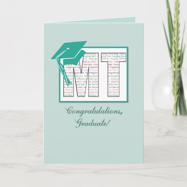 Massage Therapy Graduation Congratulations, MT Hat Card (Front)