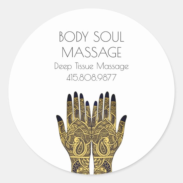 Massage Therapy Hands Promotional  Classic Round Sticker (Front)
