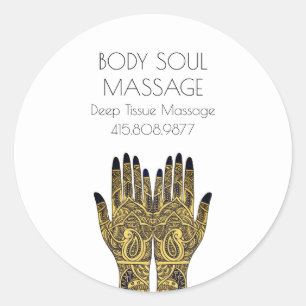 Massage Therapy Hands Promotional Classic Round Sticker
