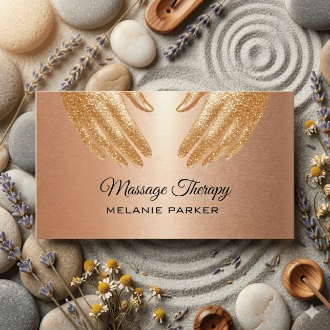 Massage Therapy Hands Rose Gold  Business Card (Creator Uploaded)
