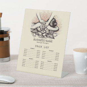 Massage Therapy Healing Hand Energy Spa Price List Pedestal Sign