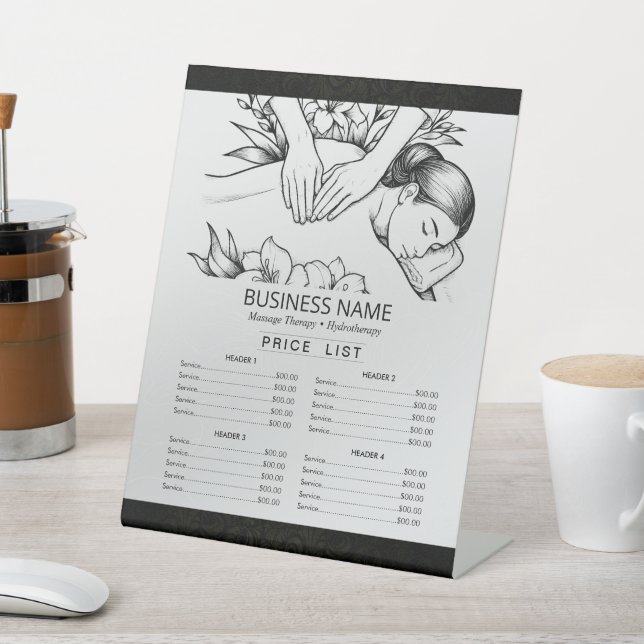 Massage Therapy Healing Hand Energy Spa Price List Pedestal Sign (In SItu)