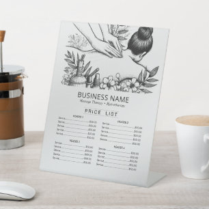 Massage Therapy Healing Hand Energy Spa Price List Pedestal Sign