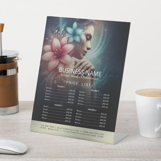 Massage Therapy Healing Hand Energy Spa Price List Pedestal Sign (In SItu)