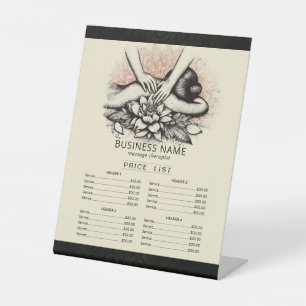 Massage Therapy Healing Hand Energy Spa Price List Pedestal Sign