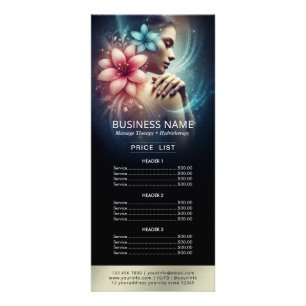 Massage Therapy Healing Hand Energy Spa Price List Rack Card