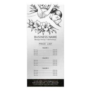 Massage Therapy Healing Hand Energy Spa Price List Rack Card