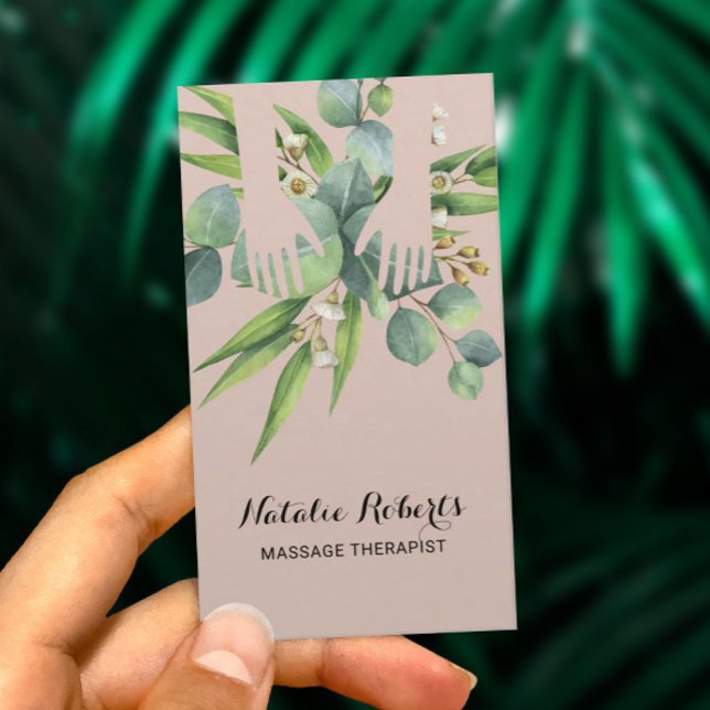 Massage Therapy Healing Hands Botanical Spa Business Card (Creator Uploaded)