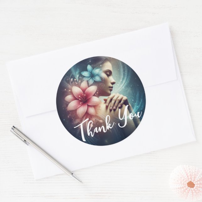 Massage Therapy Healing Hands Energy Spa Thank you Classic Round Sticker (Envelope)