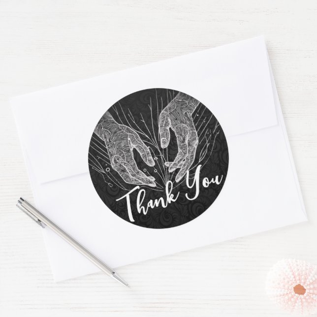 Massage Therapy Healing Hands Energy Spa Thank you Classic Round Sticker (Envelope)
