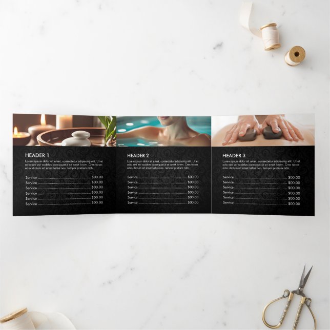 Massage Therapy Healing Hands Energy Spa Trifold (Inside)