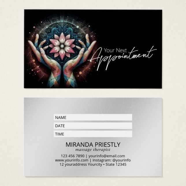 Massage Therapy Healing Hands Energy Spa Wellness (Front & Back)