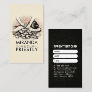 Massage Therapy Healing Hands Energy Spa Wellness Appointment Card