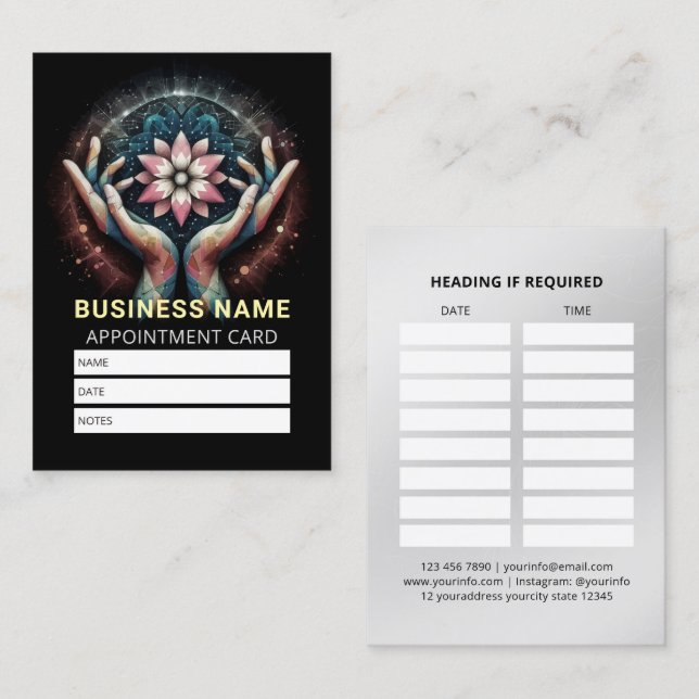Massage Therapy Healing Hands Energy Spa Wellness Appointment Card (Front/Back)