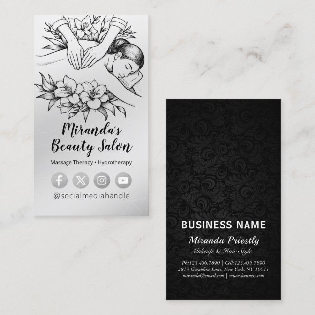 Massage Therapy Healing Hands Energy Spa Wellness Business Card (Front/Back)